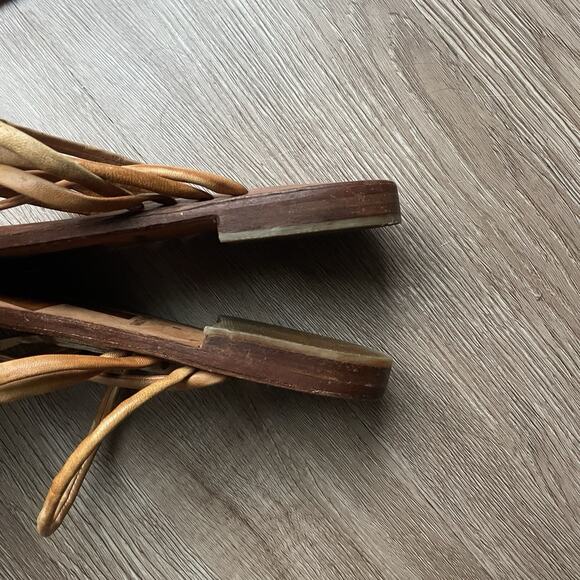 Free People Kayla Leather Strappy Sandals US 8 Flats Boho Indie Made In India - Picture 11 of 13